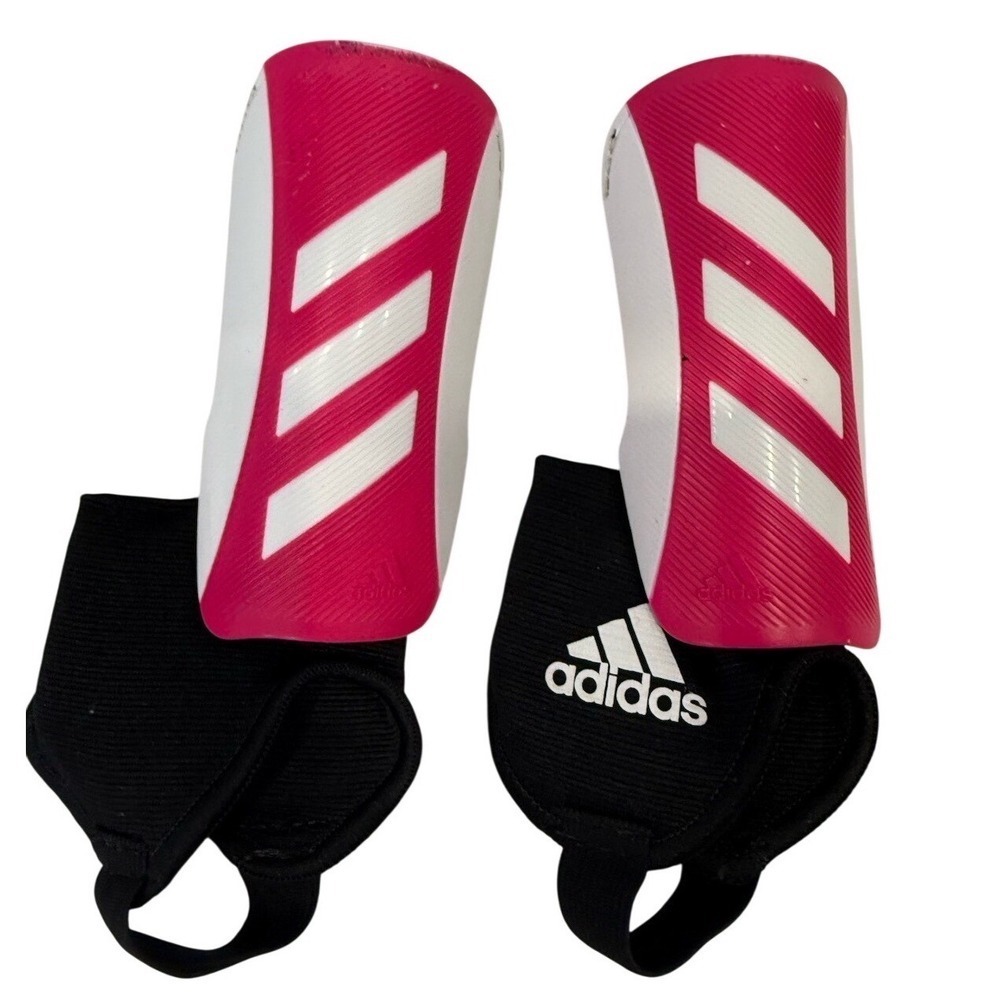Adidas Kids Jr Tiro Match Shin Guards Pink White Black Size S Ankle Strap